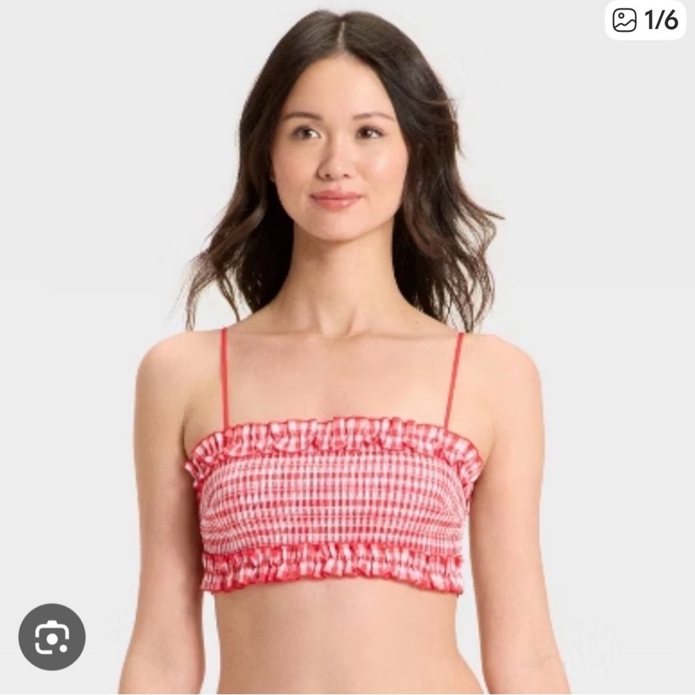 NWT Smocked Ruffle Crop Top - Red